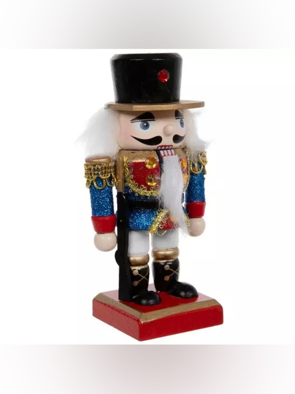 (2) Blue Glitter Soldier Mini Wood Nutcracker